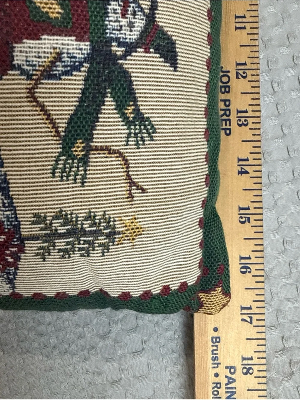 Festive Snowman Tapestry Accent Pillow - Green and Cream